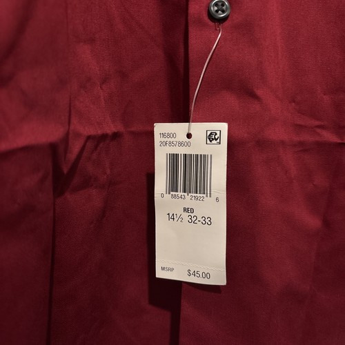 Van Heusen Fitted Lux Sateen Dress Shirt Men's Size M 14 1/2 32/33 Dark Red NWT - Picture 3 of 7