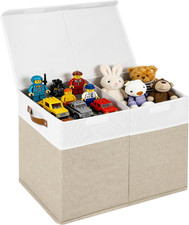 Large Toy Storage Box with Lid, Foldable Toy Storage Box with Handle and Divider