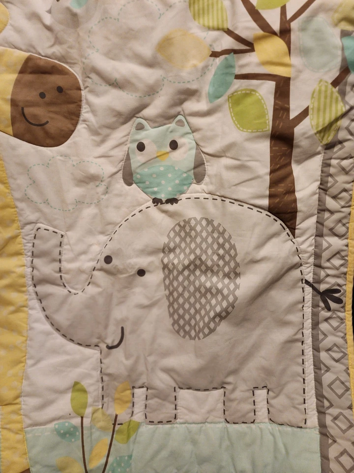 Edredón Cuna Bebé Garanimals Gris Bosque Animales Blanco y Amarillo - Foto 4 de 4