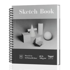 Yagol Sketch Book 9x12 Inch 100 Sheets 68LB/100GSM, Sketch Pad with Spiral-Bo...