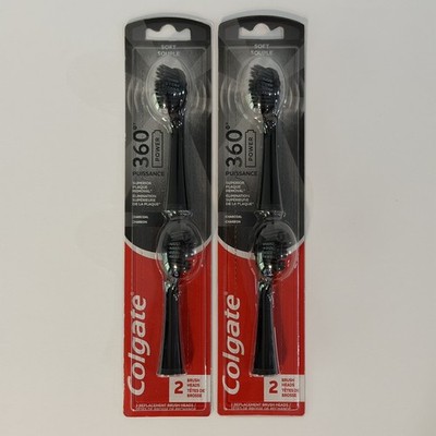Colgate 360 Power Charcoal Replacement Toothbrush Heads - SOFT (TOTAL 4 HEADS)