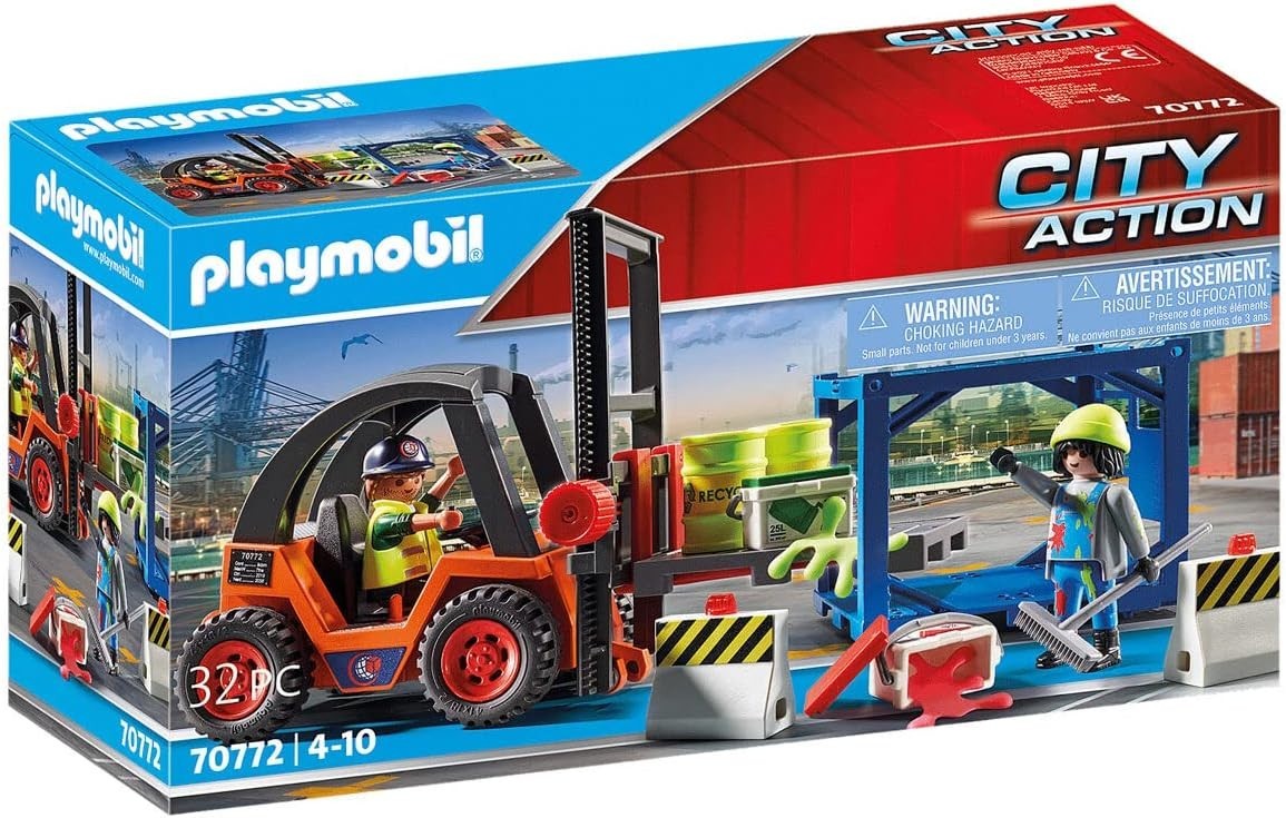 Playmobil 70772 City Action : organisez le port de commerce avec le chariot et son cargo