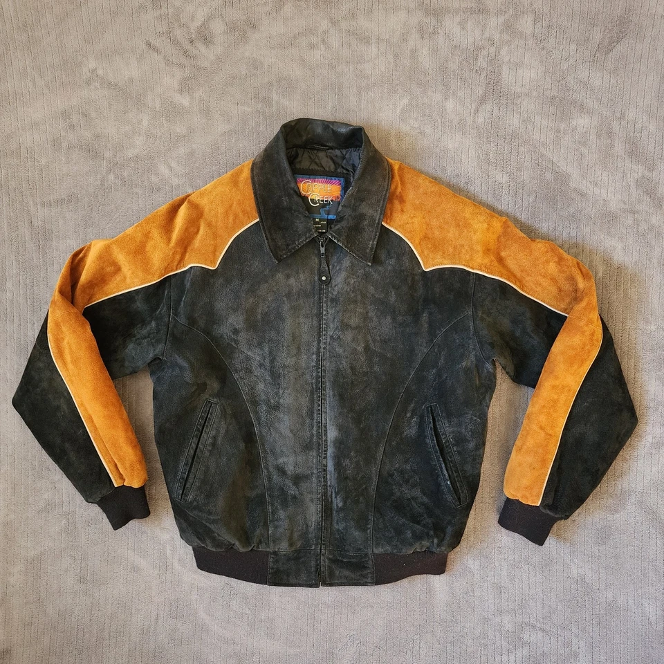 Cripple Creek Western Leather Jacket Men's Cowboy Black And Brown Medium - Image 2 of 4