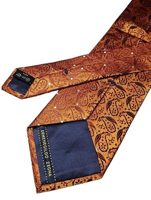 Vintage Ermenegildo Zegna Krawatte reine Seide Jaquard orange Paisley Muster Krawatten