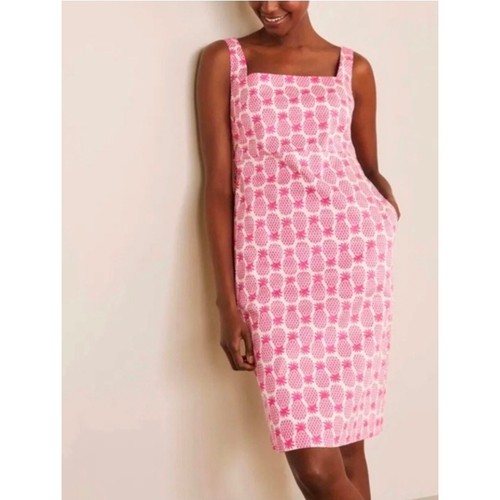 Boden Yolande Pineapple Print Dress Party Pink Geo Size 12P Petite Resortwear