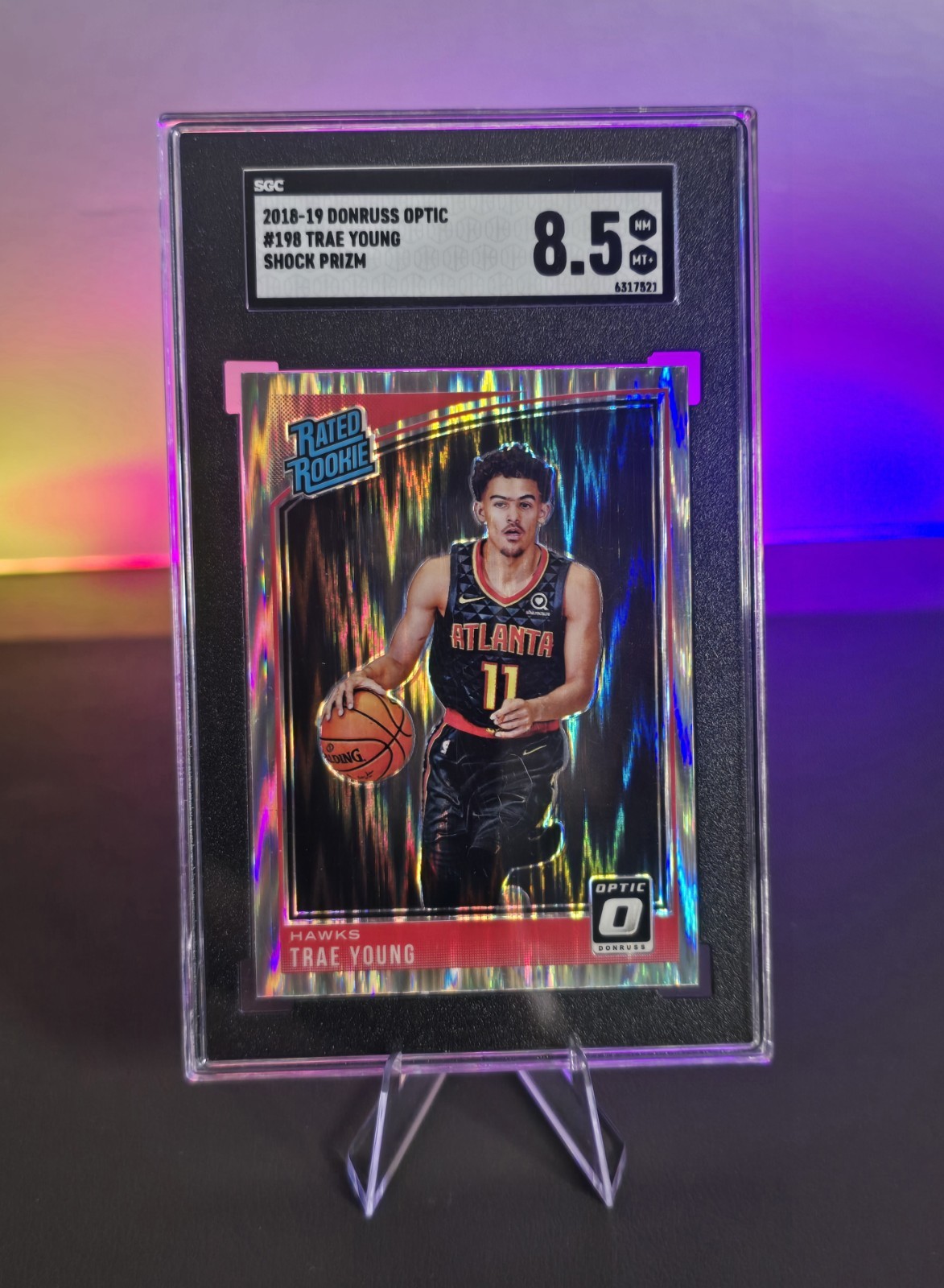 TRAE YOUNG RC PARALLEL 2018-19 OPTIC SHOCK RATED ROOKIE #198 SGC 8.5 ATLANTA