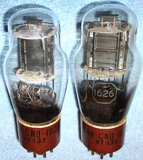 2 NOS National Union JAN CNU 1626 VT-137 Vacuum Tubes - Vintage 5-Watt Triodes
