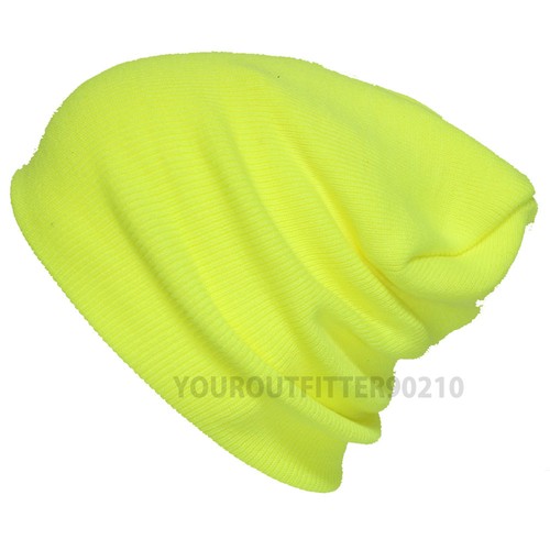 Men Women Plain Solid Beanie Cap Knit Ski Skull Hat Neon Color Winter Unisex NEW - Picture 5 of 5