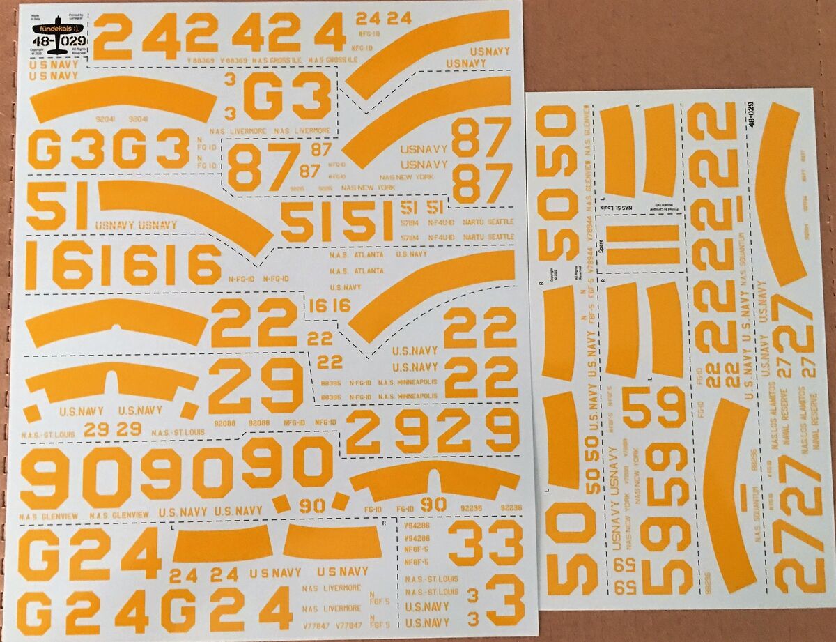 Fundekals 1/48 decals Naval Reserve F4Us & F6Fs Corsairs & Hellcats - 48029 Fundekals 1/48 decals Naval Reserve F4Us & F6Fs Corsairs & Hellcats - 48029