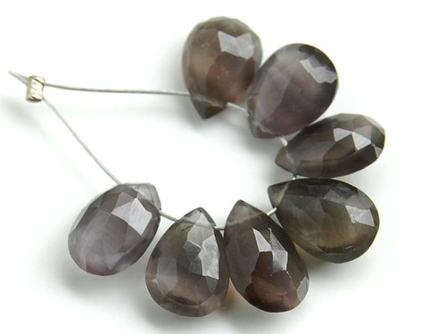 Natural Grey Moon Stone Faceted Pear Briolette Gemstone Beads 002 - Picture 5 of 8