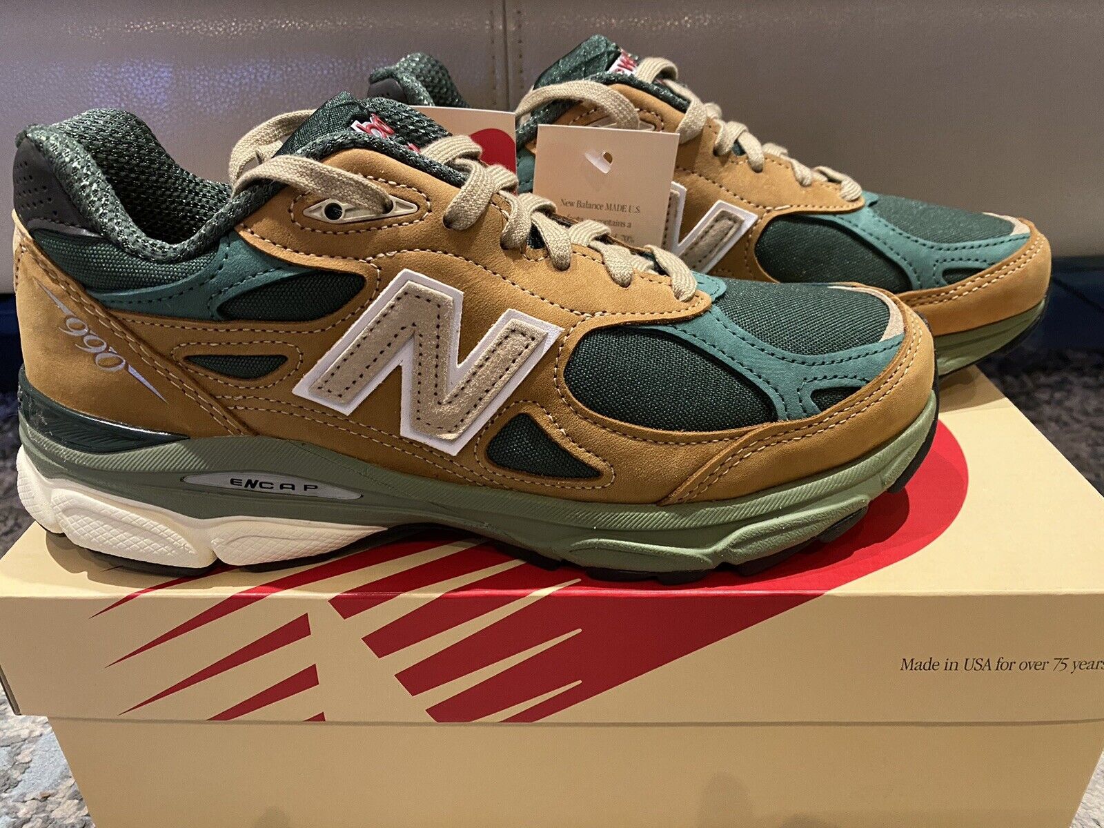 New Balance Made in USA 990v3 Green Tan M990WG3 Men Size 6