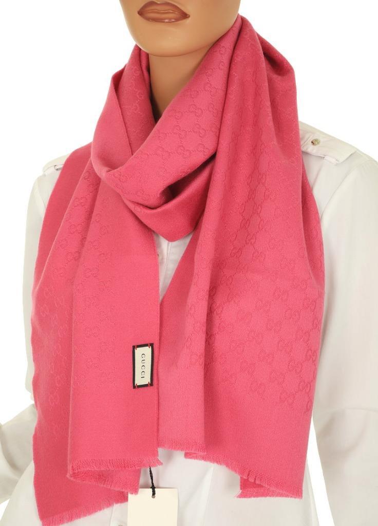 NEW GUCCI PINK 100% CASHMERE GG GUCCISSIMA SCARF WRAP SHAWL