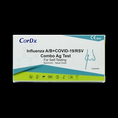 3x CorDx Combo 4in1 Antigen Laien Test kit RSV Viren + COVID19 + Influenza A+B