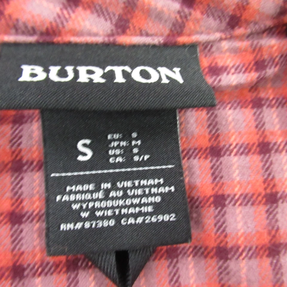 Camisa Burton para mujer pequeña manga larga abotonada exterior bolsillo a cuadros informal Foto 3 de 4