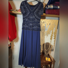 Navy Blue Beaded Formal Mother Of the Bride Dress Pisarro Nights