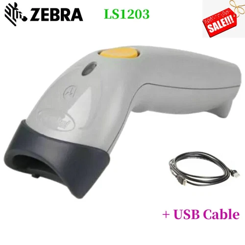 Zebra Symbol LS1203 Handheld 1D Laser Barcode Scanner With USB Cable