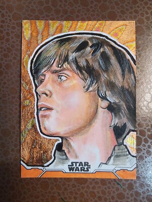 Star Wars Topps Sketch Card 1/1 Luke Skywalker Copper Leaf Original Art Painting