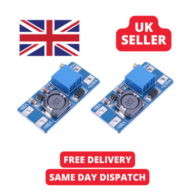 2 x MT3608 Adjustable Boost Converter 2A Step-Up Spannungsregler 2V-24V 2 Stück