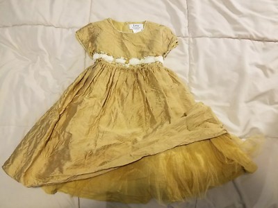 Lesy By Lisetta Cosi Size 4T Made In Italy Holiday Gown 100% Silk Gold