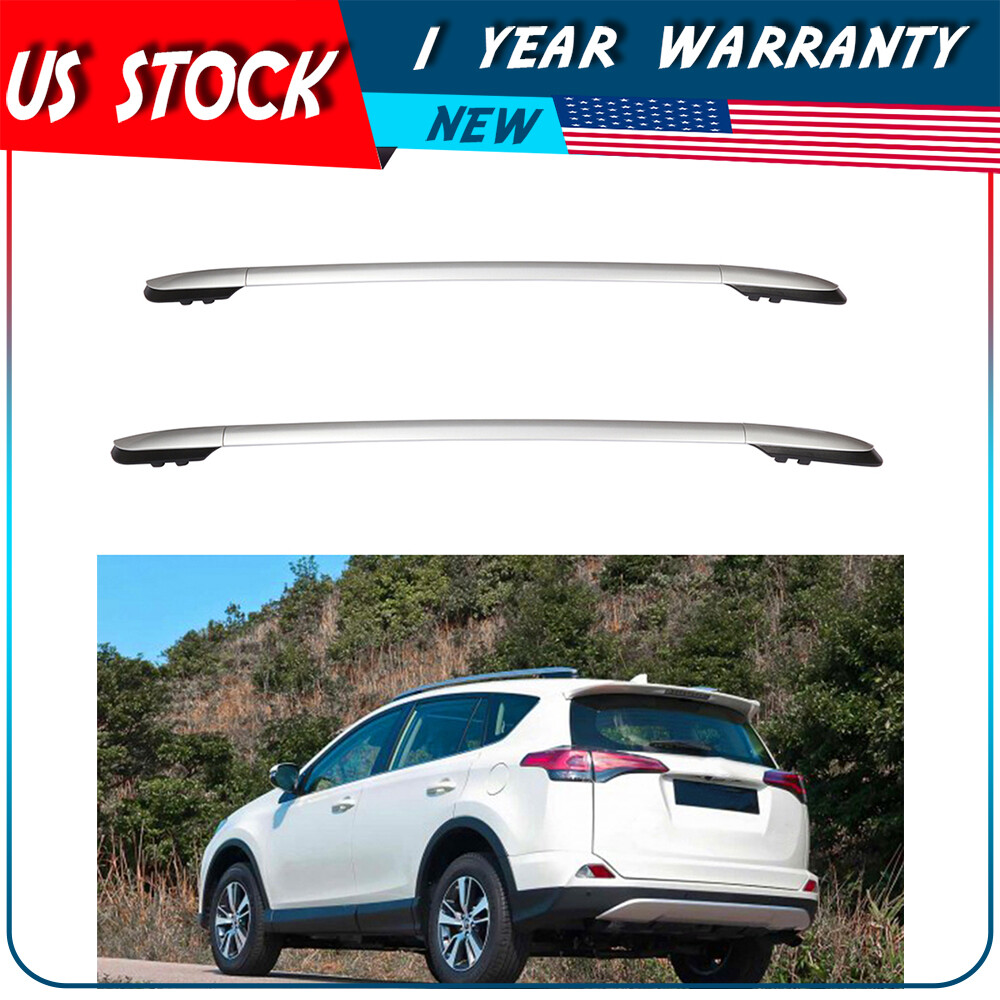 Silver Roof Rack Side Rails For 2013-2018 Toyota RAV4 - Heavy Duty, Holds 165 Lbs, Pre-Assembled
