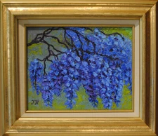 Wisteria. Original framed oil on canvas 8"x10"  impressionistic painting 