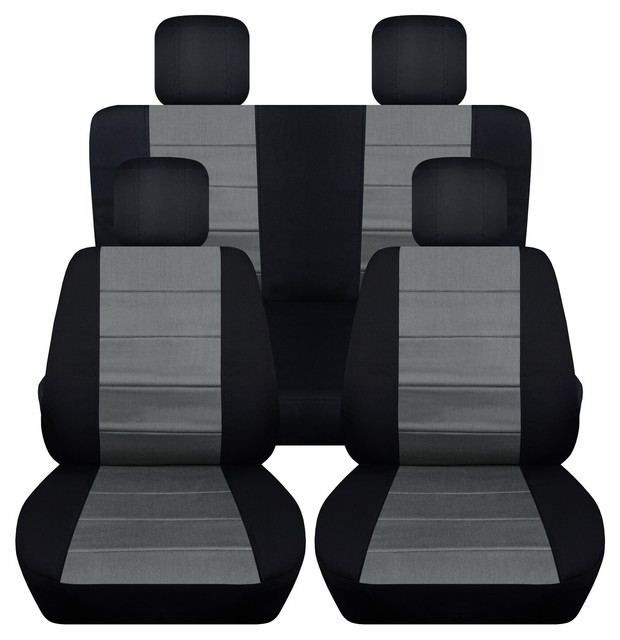 Front and Rear Black and Charcoal Seat Covers for a 2010 Toyota Corolla