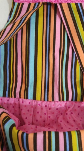 Boutique Girls Overalls Size XL Bright Pink Brown Floral Stripes Applique - Picture 8 of 12