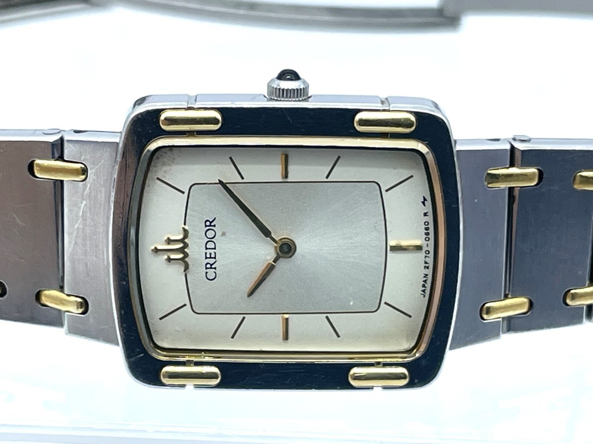 SEIKO Credor Quartz Ladies Watch 18KT Gold Bezel Band Size SEIKO Credor Quartz Ladies Watch 18KT Gold Bezel Band Size