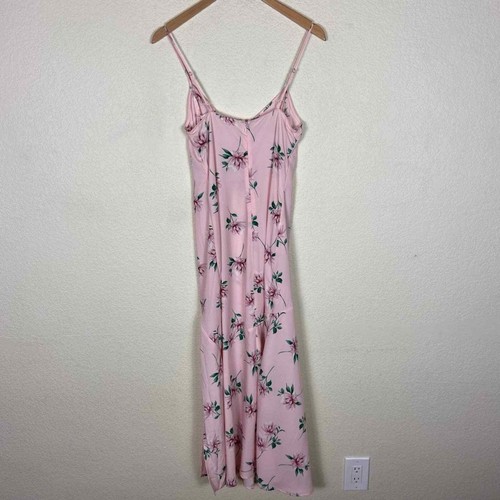 Lush Blush Pink Floral Slip Slit Midi Maxi Dress - Picture 6 of 10