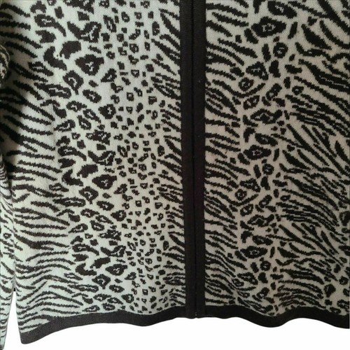 Mantovani Cashmere Sweater 100% Italian Cashmere Zip Cardigan Animal Print Brown - Picture 7 of 10