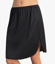 VTG Vassarette Black Walking Split Elastic Waist Laced Hem Nylon Half Slip M 20  