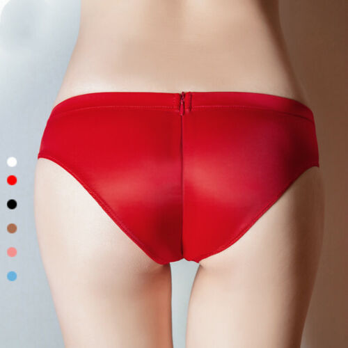 Women Zip Open Crotch Panties See Through Briefs Shiny Underwear Lingerie eBay picture