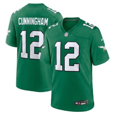 Men's Randall Cunningham #12 Green Player Stitched Jersey