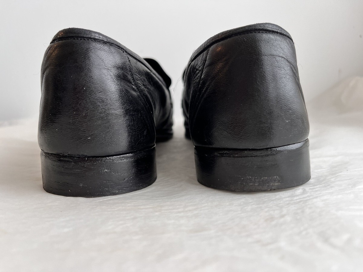 Vintage Bally Switzerland Loafers Shoes Men's 9.5 D Black Center
