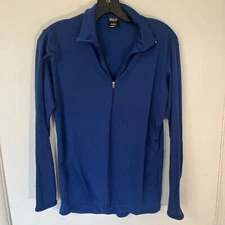Patagonia Midweight Capilene Shirt Mens Small 1/4 Zip Blue Base Layer USA 44260