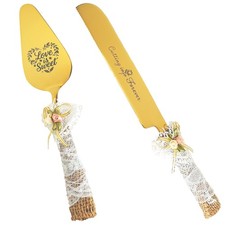 Wedding Cake Knife and Server Set 10.83" Serrated Knife 9.84" Server with...