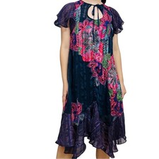 Anthropologie Dress Sheer Maeve Floral Boho Lagenlook Colorful Size Extra Small