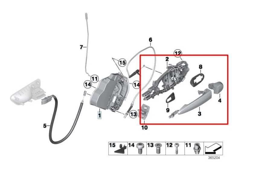 2015-16 BMW 435i Gran Coupe xDrive Rear LH Side Door Exterior Handle 51210445185 - Image 2 of 4