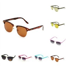 Retro Vtg Style Horn Rimmed Brow Bar Sunglasses UV400 Black/Brown/Blue Unisex NE