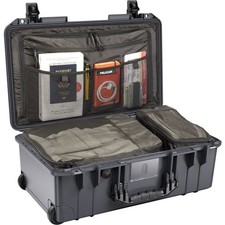 Pelican 1535TRVL Wheeled Carry-On Air Travel Case with Lid Organizer and Packing