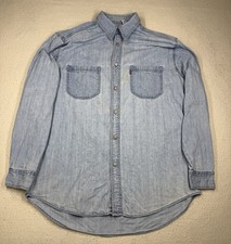 VTG Levi s Red Tab Denim Shirt Mens M Oversized Light Wash Button Up 24x32