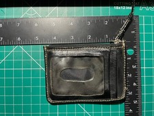 Coach Lanyard ID Holder - Zipper Pouch - Beige and Black Logo