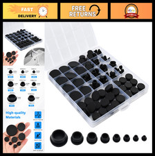 125Pcs Black Rubber Hole Plugs Set - 8 Sizes for Furniture, Car, Wiring  More