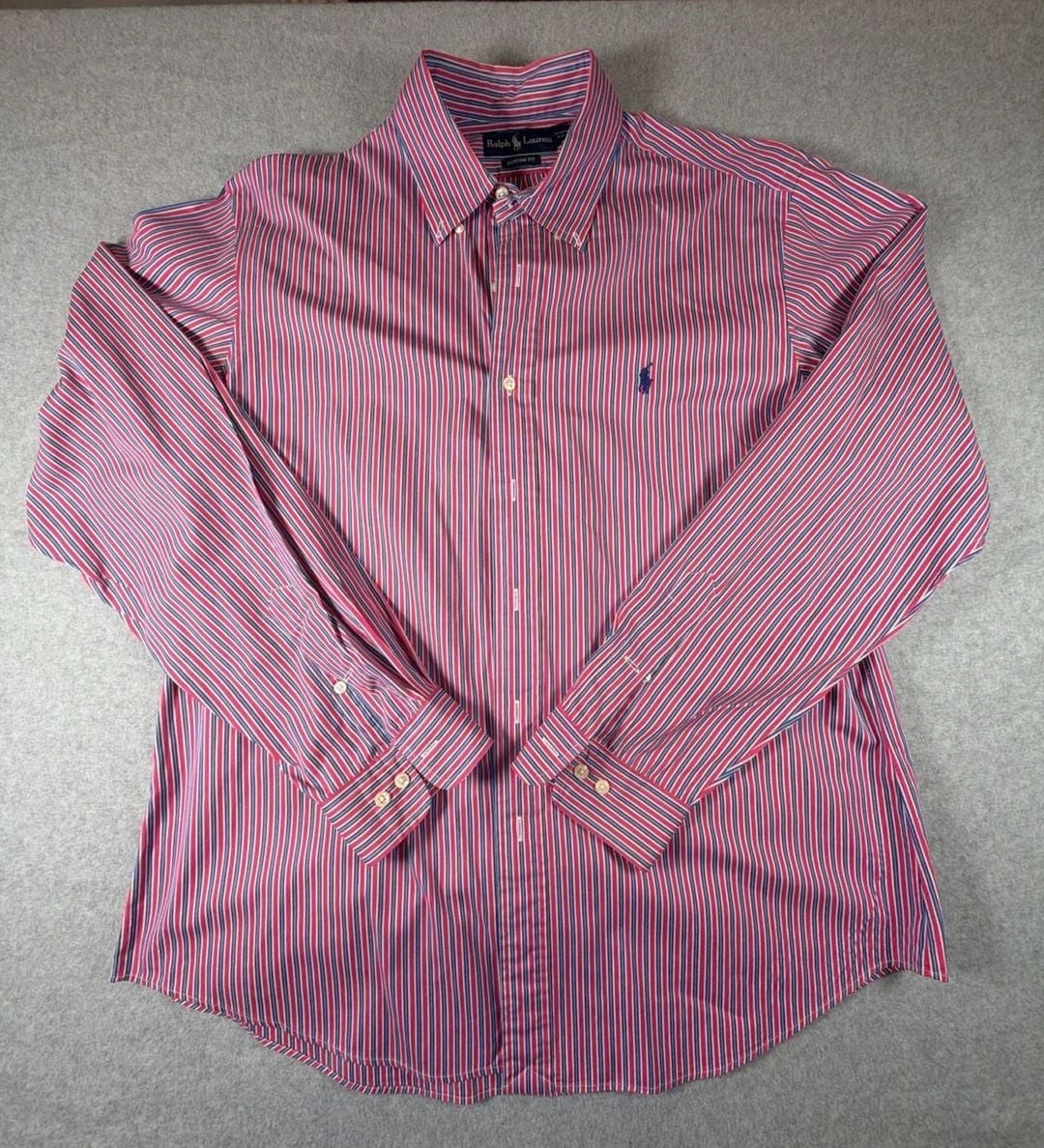 Ralph Lauren Custom Fit Striped Button Down Shirt Size 17 XL