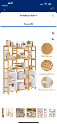 New in box , Large Bamboo Bookshelf Triple Wide, 4 Cube 9 Shelf Storage Organize