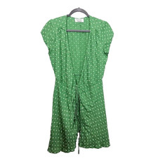 Reformation Green Floral Wrap Mini Dress Size XS