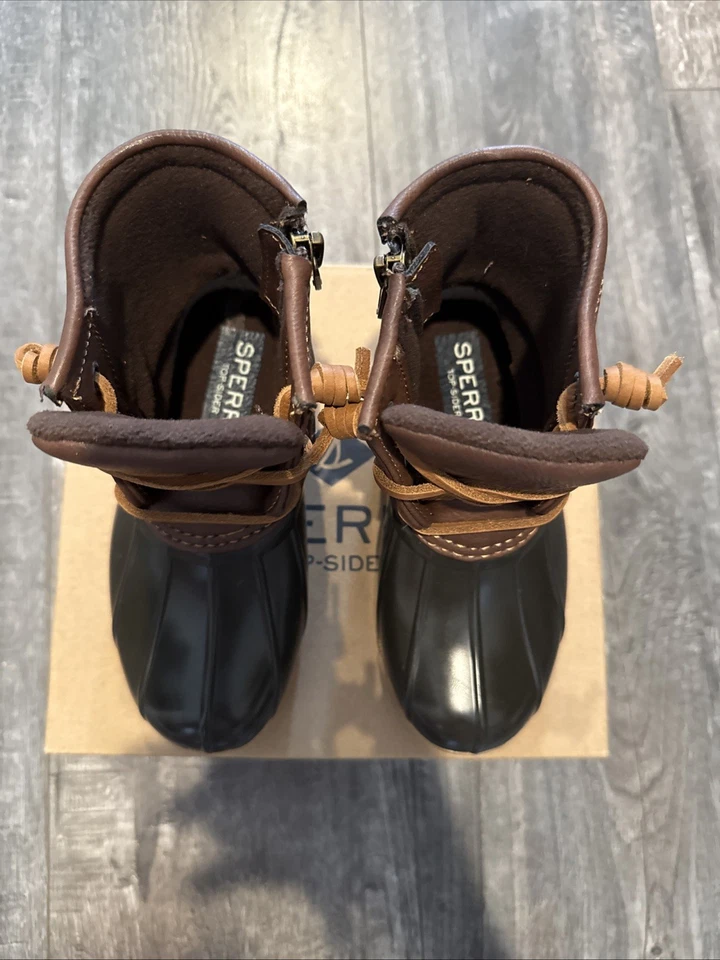 Sperry Size 10 M Little Girls Saltwater Duck Boots Brown.  BBmbr - Image 3 of 4