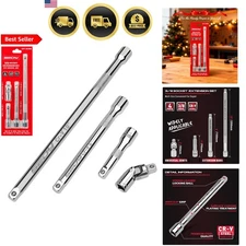 Socket Extension Bar Set 3/8 Inch Drive 3 6 10 Inch Cr V Steel Universal Joints