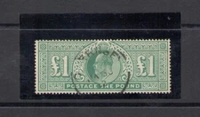 1902 GREAT BRITAIN - Stanley Gibbons No. 266 - 1 Pound dull blue-green - Used - 