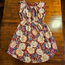 LOFT Floral Sleeveless Dress Women’s L Elastic Waist